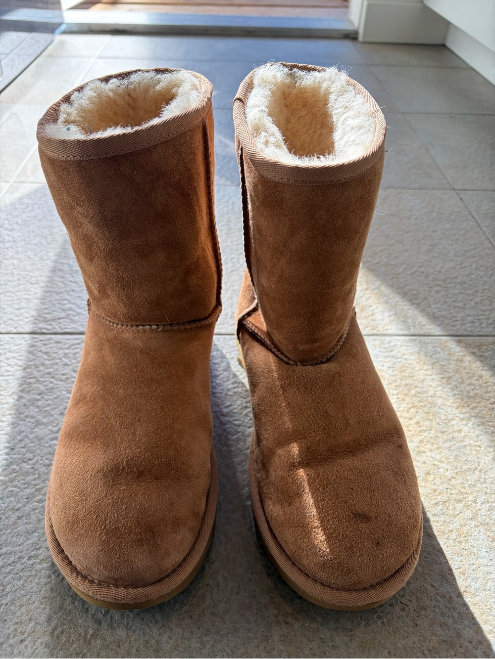 UGG Classic Short Chestnut Suede Shearling Boots